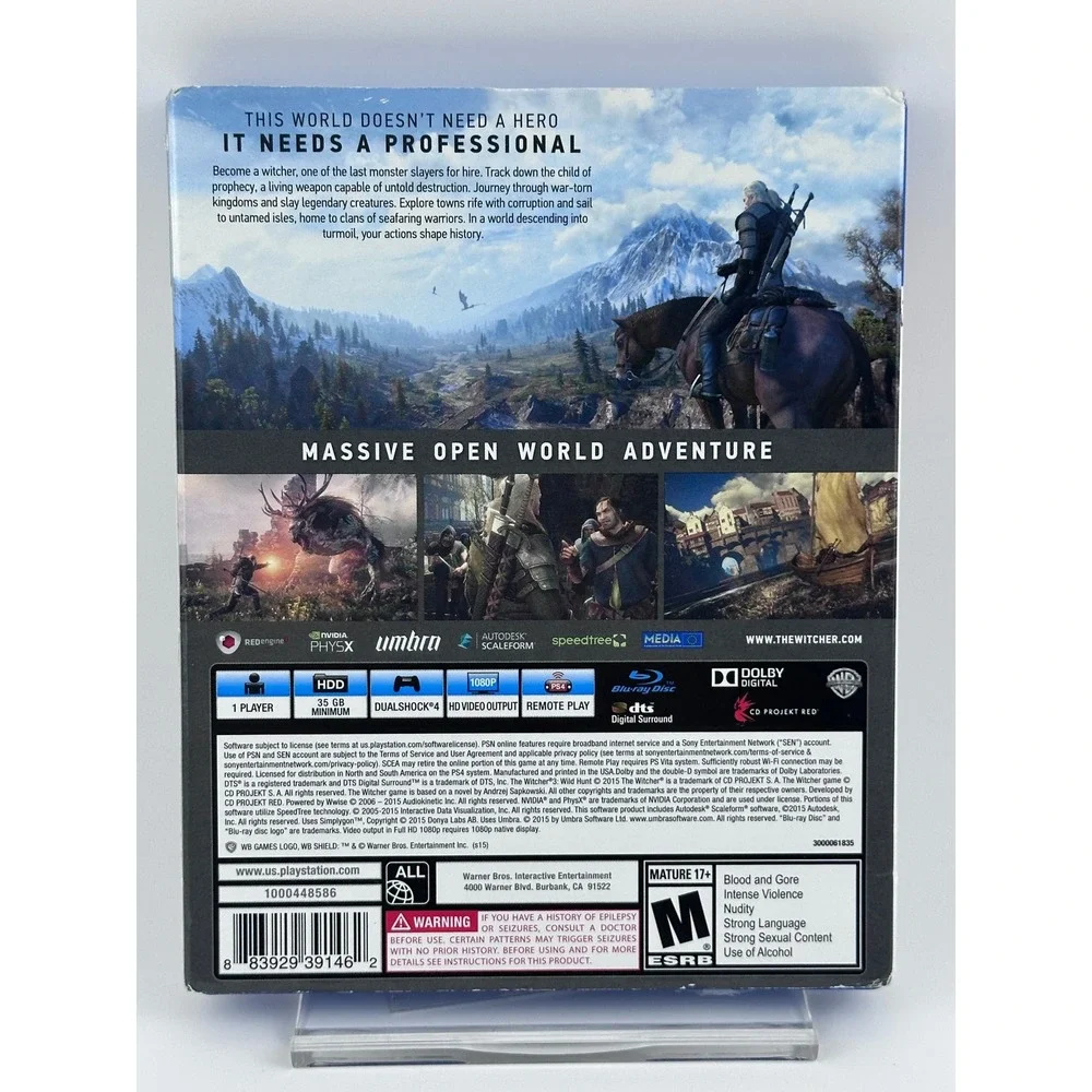 The Witcher 3 Wild Hunt‎ PS4 Game Complete Bonus Soundtrack Map Stickers
